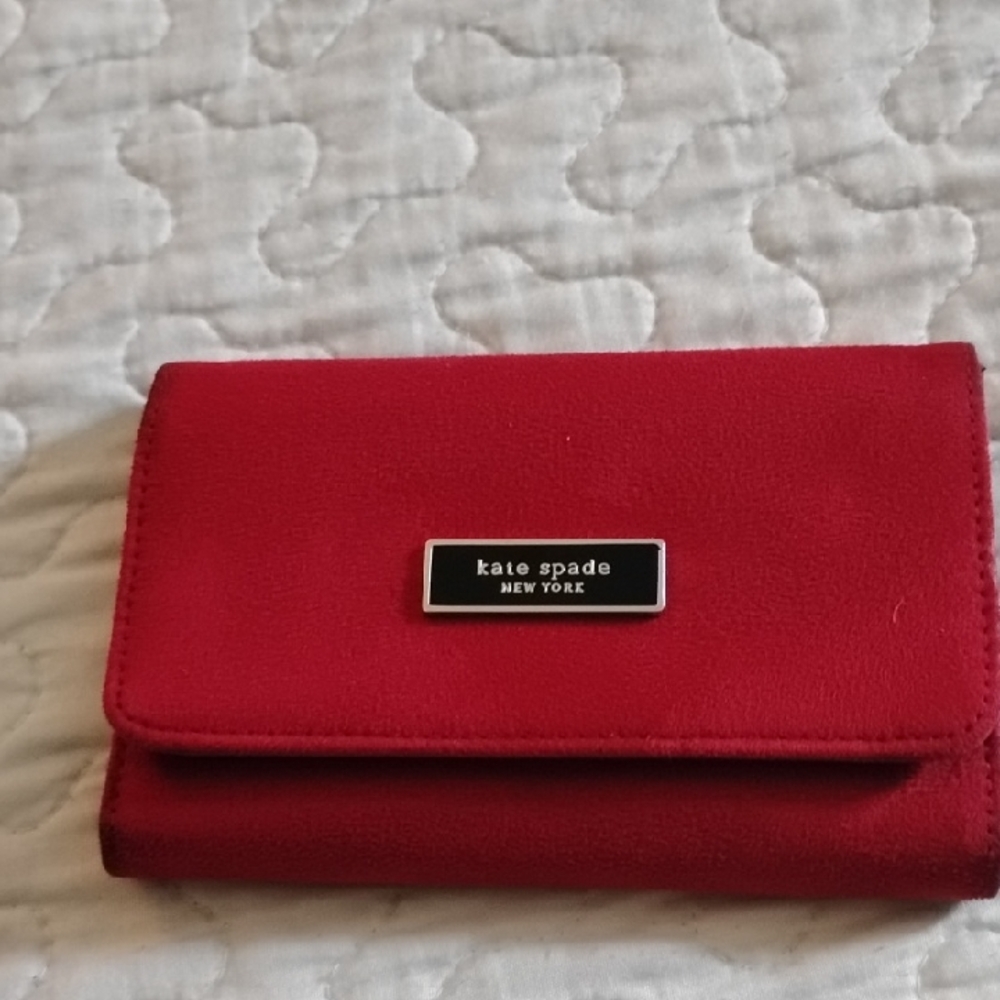 Kate Spade Cherry Red Wallet Suede